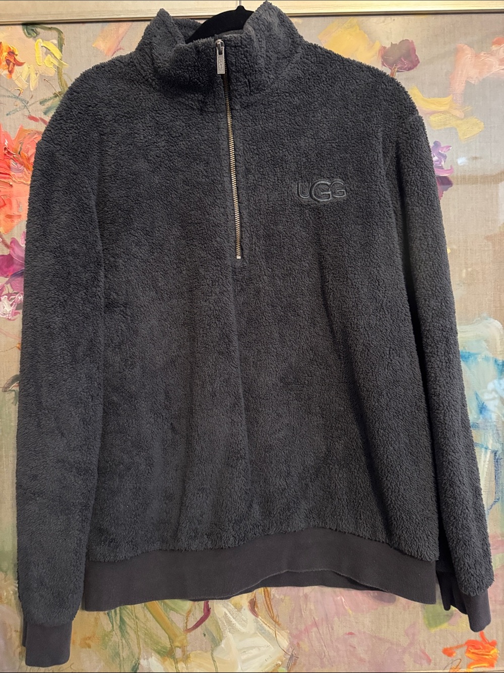UGG Dark Charcoal Sherpa Quarter-Zip Pullover
